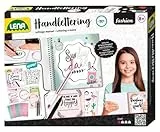 Lena 42334 - Handlettering Starter Set, Malset mit illustriertem Ringbuch, 4 Buchstaben Schablonen, 4 Stiften, 4 Stickerbögen und 4 Postkarten, Handschrift Schreibset, Kreativset für Kinder ab 8 Jahre