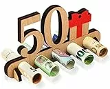 Giftota - 50. Geburtstag Geldgeschenk Holz - Geschenk zum 50.Geburtstag - Geburtstag Jubiläum - Geschenke aus Holz - Geschenke für Freunde, Familie