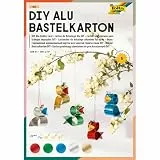 folia 591 - DIY Alu Bastelkarton MIX, DIN A4, 300g/m², 5 Blatt in 5 metallisch-glänzenden Farben, DIY Karton zum Basteln, Verzieren und Dekorieren