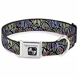 Buckle-Down Seatbelt Buckle Dog Collar - Peace Psychedelic - 1' Wide - Fits 15-26' Neck - Large, Multicolor (DC-W31611-L)