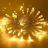 cshare LED Lichterkette, 5M/16,4Ft 50er LED mit Timer (6 Stunden AN | 18 Stunden AUS) wird mit Batterie betrieben für Zimmer,Terrasse,Halloween,Weihnachten,Innen/Außen Dekoration| warmweiß