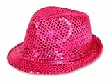 PartyMagix Pailletten Glitzer Hut für Fasching & Karneval (TH-55-Fuchsia)