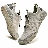 IceUnicorn Barfußschuhe Damen Herren Breite Traillaufschuhe Zehenschuhe Unisex Schwimmschuhe Strandschuhe Aquaschuhe(AA Beige, 40EU)