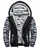 igeekwell Kapuzenpullover Herren, Langarm Reißverschluss Fleece Kapuzenjacke,Herren Karierte Jacke Winterjacke Sweatjacke zum Wandern Laufen Outdoor-Sportarten