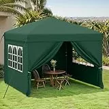 YITAHOME Pop up Pavillon 3x3m mit 4 Seitenteilen,Faltbar Gartenzelt Partyzelt,Camping Pavillon Anti-UV50 Höhenverstellbaren für Outdoor Hochzeit Garten Camping Party,Grün