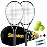 Senston Tennisschläger Set für Erwachsene - 68,6 cm, 2 Spieler mit 3 Bällen, 2 Griffen, 2 Vibrationsdämpfern
