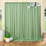 3×3 m Salbei Grün Hintergrund Vorhang, Deko Hochzeit Party Geburtstag Fotowand Hintergrund, 2 Platten 1,5×3 m Faltenfreie Weiche Seidige Grün Vorhänge für Kulissen Home