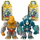 STRETCHY LEGENDS 2er Pack - 2x Actionfiguren für Kinder , Dinosaurier Krieger Figuren zum Sammeln und Spielen , mit Waffen & Zubehör, Due unità