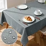 Pureegg Tischdecke Abwaschbar - Wachstuchtischdecke in Leinenoptik, Outdoor Wetterfest, Wasser- und Schmutzabweisend, Ideal für Esstisch, Party und Garten, Grau, 100×140cm