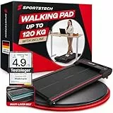 Sportstech Walking Pad bis 6 km/h – manuelle Steigung bis 5%, inklusive App Mitgliedschaft, LCD Display, Schrittzähler, leicht & kompakt, Transportrollen, WalkMate bis 120kg Nutzergewicht