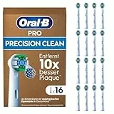 Oral-B Pro Aufsteckbürsten Precision Clean, Weiß, 16 Stück - Original Zahnbürstenaufsatz für Elektrische Zahnbürste, Zahnreinigung, Zahnbürstenköpfe mit X-Borsten, Briefkastenfähige Verpackung