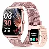 CASCHO Smartwatch Damen mit Telefonfunktion, 1.85'' Smart Watch, 120+Sportmodi Fitnessuhr mit Herzfrequenz/SpO2/Schrittzähler/Schlafmonitor, IP68 Wasserdicht Fitness Tracker für iOS Android,Rosa