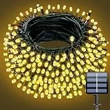 Electight 20M 200LEDs Lichterkette Solar, Aussen Camping Lichterkette IP65 Wasserdicht Solarlichterkette mit 8 Modi, Weihnachtsbeleuchtung außen innen für Zelt Camping Hof Garten Balkon - Warmes Gelb