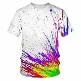 Herren Basic Rundhalsausschnitt Kurzarm T-Shirts Bunt Handabdruck Sommer Bluse Männer 3D Drucken Lustig Shirts Party Tops