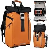 Rollei Fotoliner Ocean Rolltop Kamerarucksack Wasserdicht Fotorucksack Groß Kamera Rucksack mit Laptopfach Stativhalter für DSLR SLR Kameras Orange 20L Kamerarucksack-Fotorucksack-Kamera-Rucksack