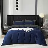Gezu Bettwäsche 135x200cm Baumwolle Blau Grau 2Teilig Einzelbett Oeko-TEX® Standard Zertifiziert Bettwäsche Set Weich Wendebettwäsche Bettbezug 135x200 und 1 Kissenbezüge 80x80 mit Reissverschluss