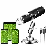WADEO WiFi USB Digitales Mikroskop 50X-1000X Vergrößerung, Tragbares Mikroskop mit Foto- und Videofunktion, Kabellose HD Endoskop Kamera 8 LEDs, für iPhone iPad Android Mac Windows, mit Metallständer