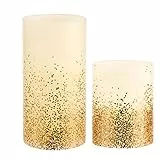 Pauleen 48128 Golden Glitter Candle Wachskerze mit Batterie mit Timerfunktion 6H Timer LED Kerze 2er Set