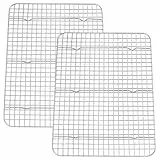 HaWare Abkühlgitter 2er Set, Edelstahl Kuchengitter Auskühlgitter Groß, 39x28,7x2cm, Rechteckig Backgitter für Backen/Kühlen/Braten/Grillen, Spülmaschinenfest