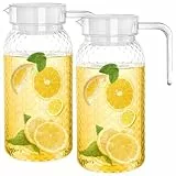 2er-Pack 1L Acryl-Krug, Wasserkrug mit Deckel, Wasserkrug für den Kühlschrank durchsichtiger Saftkrug, BPA-freier und bruchsicherer Getränkekrug aus Kunststoff für heißen/kalten Eistee, Kaffee, Milch