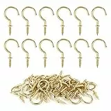 GODLOVEM 40 Stück Messing Plattiert Metall Schraubhaken Deckenhaken Tassenhaken 3,7cm, Gold