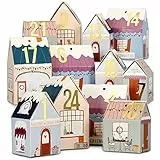 Papierdrachen Adventskalender 2025 - DIY Häuser-Set Weihnachtsdorf - 24 bunte Faltschachteln zum Basteln, Befüllen und Aufstellen