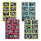 32 Stück Knobelspiele Metall, 3D Brainteaser Metall Puzzle,Knobelspiele Kit Denksportaufgaben, Puzzle Metallpuzzle Geschenke für Kinder Teenager & Erwachsene