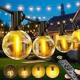 LED Lichterkette Außen Strom mit Fernbedienung, 20M - 65FT G40 Glühbirnen Dimmbar Outdoor Lichterkette, IP44 Wetterfest Warmweiß Aussen Lichterkette für Garten Terrasse Balkon Hochzeiten Party