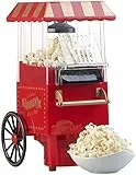 Rosenstein & Söhne Popkornmaker: Retro-Heißluft-Popcorn-Maschine, Miniatur-Rollwagen-Optik, 1.200 Watt (Popcorn Automat, selbermachen, Pfannen)