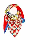GLORIS Damen Tuch Schal Rot Blau mit auffälligem buntes Muster - Halstuch, Kopftücher, Hijab - Perfekt für Frühling Herbst und Winter - viskose 135 * 135 cm.