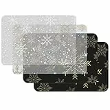 Vénilia Tischset Snowflakes Mix, Platzset für Esszimmer, Esstischmatten, Telleruntersetzer, Platzdeckchen, abwischbar, lebensmittelecht, 45 x 30 cm, 4 Stück