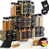 Deco haus® Gewürzgläser Eckig mit Gewürzetiketten Gewürzgläser mit Streueinsatz 36er Set - Gewürzdosen Set Gewürzbehälter Gewürzaufbewahrung - Spice jars Gewurzglaeser Gewürzstreuer Glas