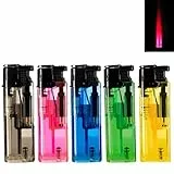 5X Sturmfeuerzeug Turboflamme Turbofeuerzeug Top Motive Turbo Flamme Feuerzeug mit Schutzkappe absolut windfest Gasfeuerzeug nachfüllbar (Color Lucent)