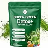 Grüne Entgiftungspulver, 200g Grüner Superfood Helfer Pulver, Greens Pulver Helfer mit 36 Pflanzenstoffen, inkl. Spirulina & Weizengras,Matcha, Rich in Makro- & Mikronährstoffen & Fiber, PH-Balance