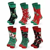 Moonlight Manor Weihnachten Socken für Männer, 6-Pack Herren Weihnachtssocken, Weihnachten Crew Socken DE Größe 37-46