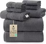 Utopia Towels - Handtuchset aus Baumwolle - 2 Badetuch, 2 Handtücher und 4 Washclappen - 700 g/m², Grau
