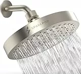 SparkPod Feststehender Duschkopf - Duschkopf Rund Groß - Hoher Druck Regen - Einfache Werkzeugfreie Installation - Verstellbarer Ersatz - Rain Shower Head - Wasserfall Duschkopf - Nickel gebürstet