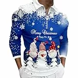 Generisch Poloshirt Langarm Herren-Oberteil, langärmeliges Hemd, Bedruckt, lässige Mode (Dark Blue, L)