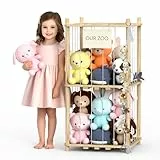 JINDUN Kuscheltier Aufbewahrung Aus Holz, 95cm Höhe Aufbewahrung Kuscheltiere, mit Stofftier AufbewahrungHängend, für Kinderzimmer/Wohnzimmer