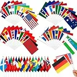XILEPINGAN 48 Länder Flagge Klein für Deko WM 2026, Weltmeisterschaft 2026 Handgehaltene Flaggen, 48 Länder Kleine Länderfähnchen, für Garten, Straße, Zuhause, Bar, Public und WM Viewing Fanparty