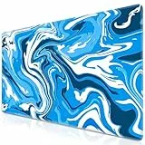 Abetcabe Gaming Mauspad XXL, Mousepad 900 x 400mm, Fluid Art Mauspad groß Vernähte Kanten WassXerdicht Anti-Rutsch für PC, Laptop Verbessert Präzision und Geschwindigkei