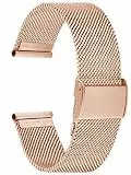 Alienwork Uhrenarmband Metall Mesh Armband Edelstahl Roségold Mesh-Armband