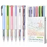 Four Candies 6 PCS Multicolor Stift, 0,5 mm farbige Stifte, 4-in-1 Multicolor-Tintenstifte, 18 Farben einziehbare Tintenstifte für Büro, Schulbedarf