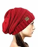NYFASHION101 Lose bauschige Winter Strickmütze Beanie - Rot