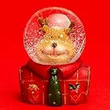 SIKORA SK15 Mittelgroße Glas Deko Schneekugel Elch mit Krawatte D:55mm, Schneekugeln:Elch mit Krawatte