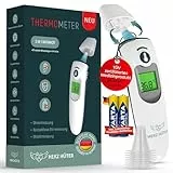 Fieberthermometer Ohr & Stirn, 3 in 1 Thermometer Ohrthermometer Baby Kinder & Erwachsene Stirnthermometer kontaktlos Digitales Fieber-Thermometer Infrarot-Messgerät, TÜV-zertifiziertes Medizinprodukt