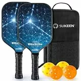 Sukeen Pickleball Paddles Set, 2PCS Sternenhimmel-Design Fiberglas Pickleball Schläger, hohe Sprungleistung, Innen- und Außen-Pickleball Racket mit Tragbare Handtasche