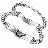 Aroncent Partner Armbänder Freundschaftsarmband Partnerarmbänder: 2PCS Herren Damen Edelstahl Gliederarmband Lieben Armband Herz Freundschaftsarmband mit Real Love Gravur Rosegold Schwarz Silber