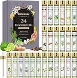 Migcaput Ätherische Öle Set Naturrein, 24X10ml Essential Oils GeschenkSet Aromatherapie Duftöle für Diffuser, Massage, Kerzen, Seife, Kosmetik - Weihrauch, Rose, Bergamotte, Gewürznelke, Kirschblüte