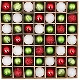 Valery Madelyn Weihnachtskugeln,49 stück Christbaumkugeln Weihnachtskugel mit Geschenkpaket, Weihnachtsbaumschmuck Christbaumschmuck mit Aufhänger,deko Weihnachten,Thema Rot Grün Weiß